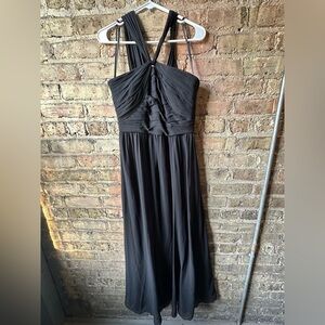 Ralph Lauren Black Ruched Halter Maxi Dress